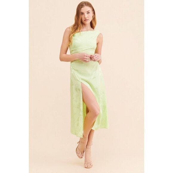 NWT For Love & Lemons Ilana Midi Dress In Green Size Large - Picture 3 of 13